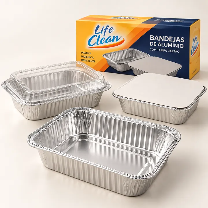 Bandejas de alumínio com tampa