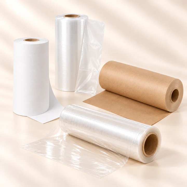 Bobinas de papel e plástico para embalagem